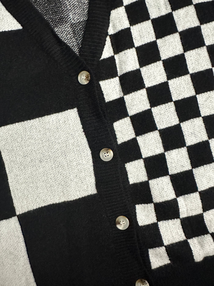 Checkered Black and White Cardigan