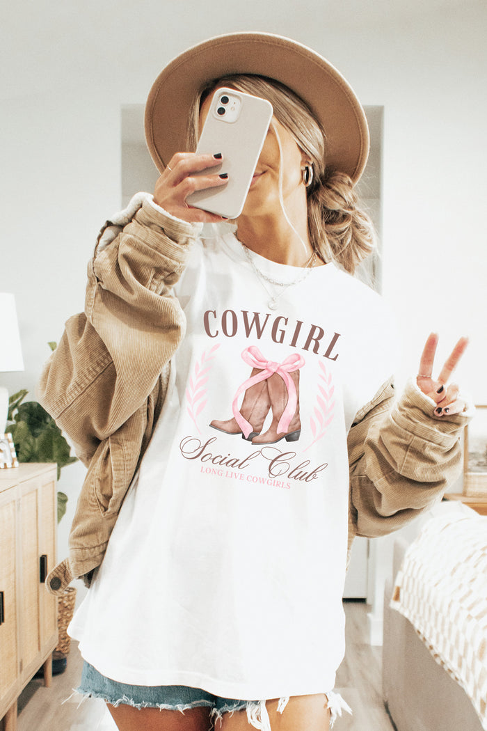 Cowgirl with Boots Social Club Comfort Colors Tee