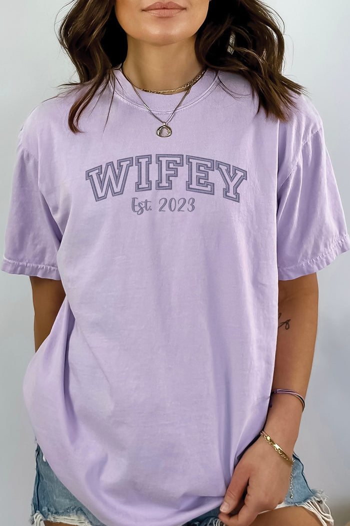 Wifey Comfort Colors Embroidered Tee