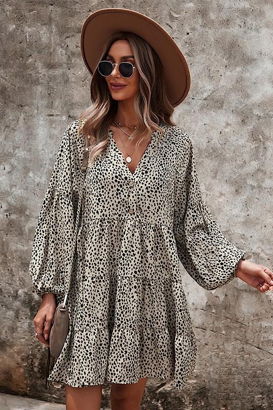 boho animal print dress Sophie - Boho Maxi Dress - Leopard Print