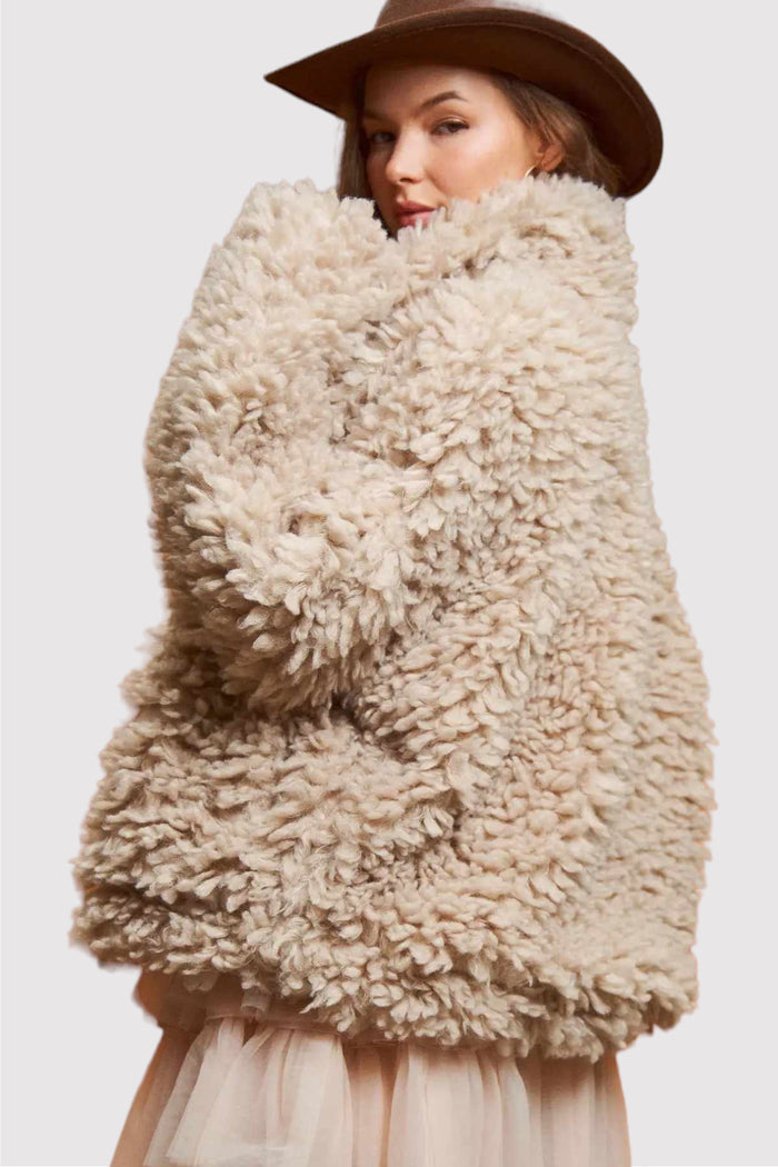 Lauren Latte Tan Fluffy Oversized Jacket