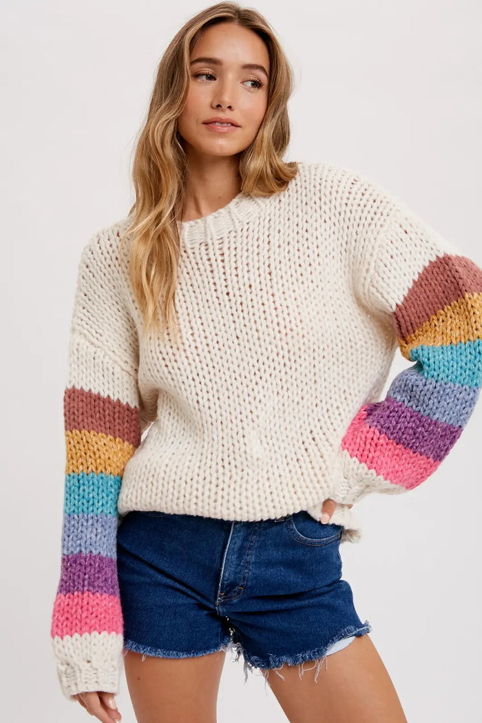 Rainbow Candy Sleeved Chunky Sweater
