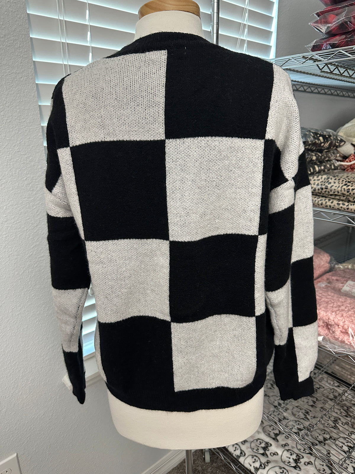 Checkered Black and White Cardigan