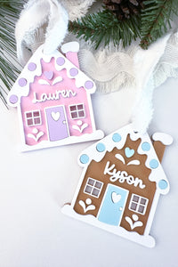Personalized gingerbread house ornament in acrylic – holiday decor | Buffy + Coco