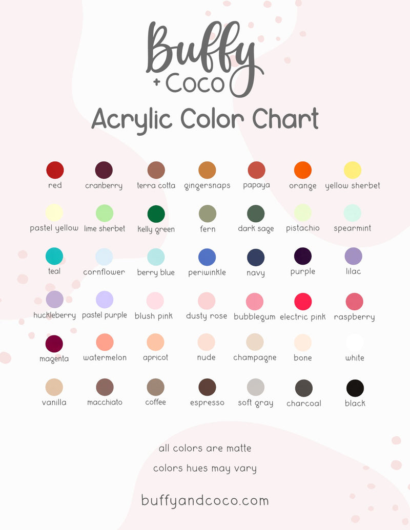 acrylic color chart for tag or ornament | Buffy + Coco