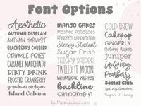 font options for personalized ornaments or tags | Buffy + Coco