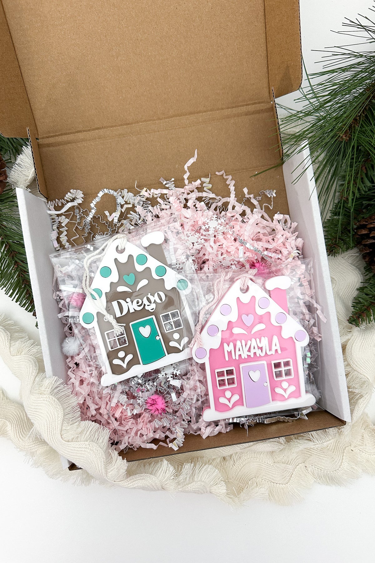 gingerbread house packing for gift giving, christmas, white elephant, surprise gift | Buffy + Coco