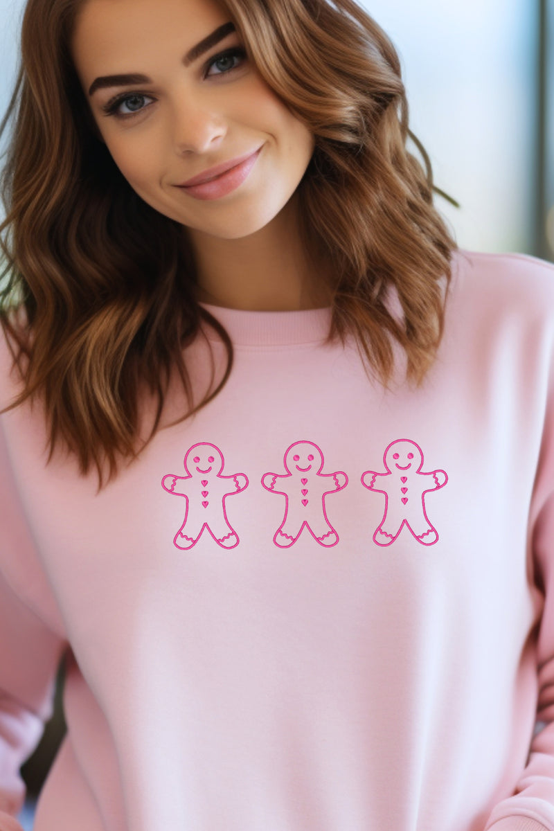 Gingerbread Men Christmas Embroidered Sweatshirt