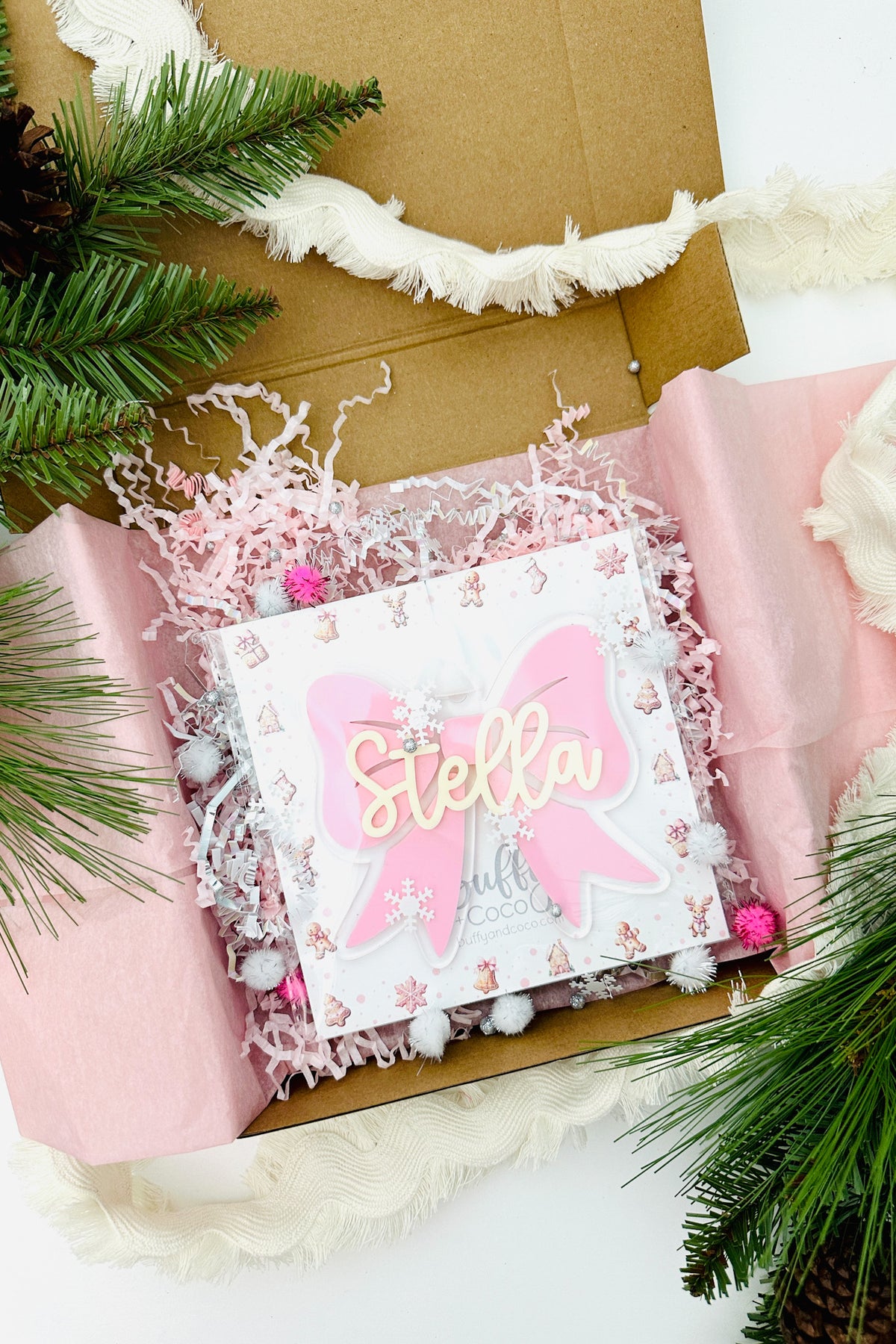 personalized bow ornament always comes in a gift box - holiday decor | Buffy + Coco