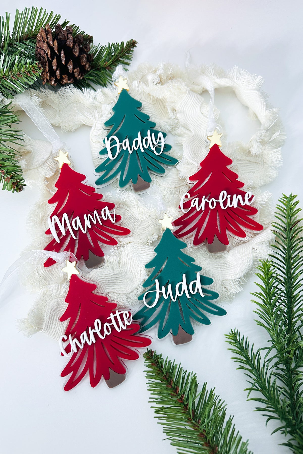 personalized classic Christmas tree ornament shown for inspiration - holiday decor | Buffy + Coco