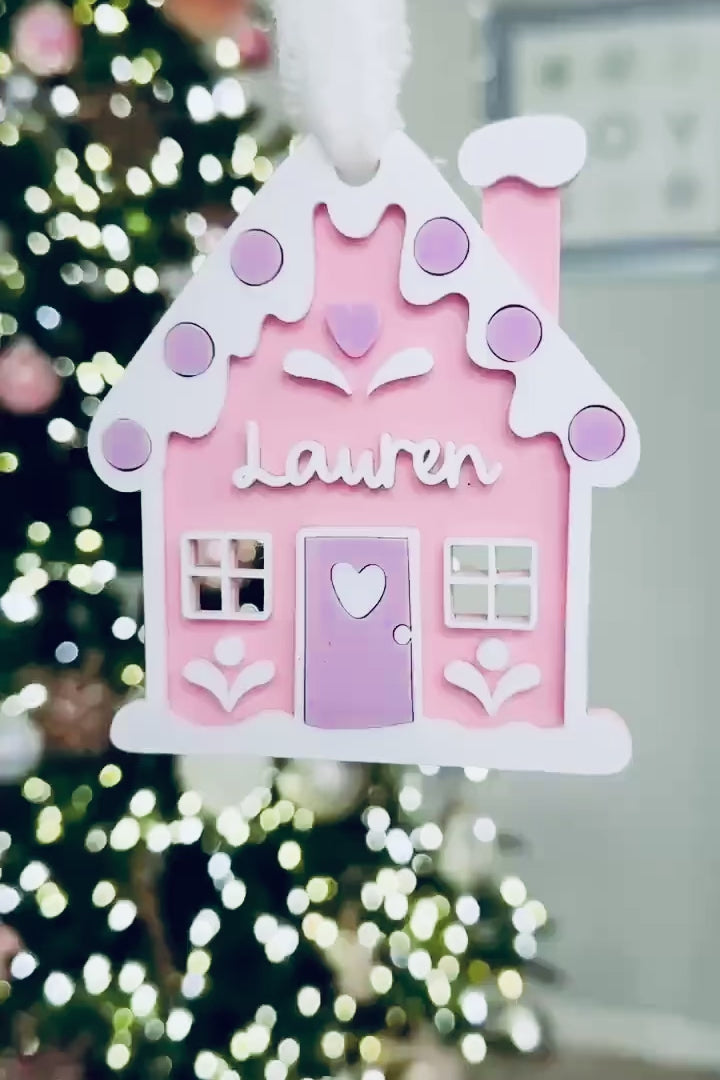 personalized gingerbread house ornament video | Buffy + Coco