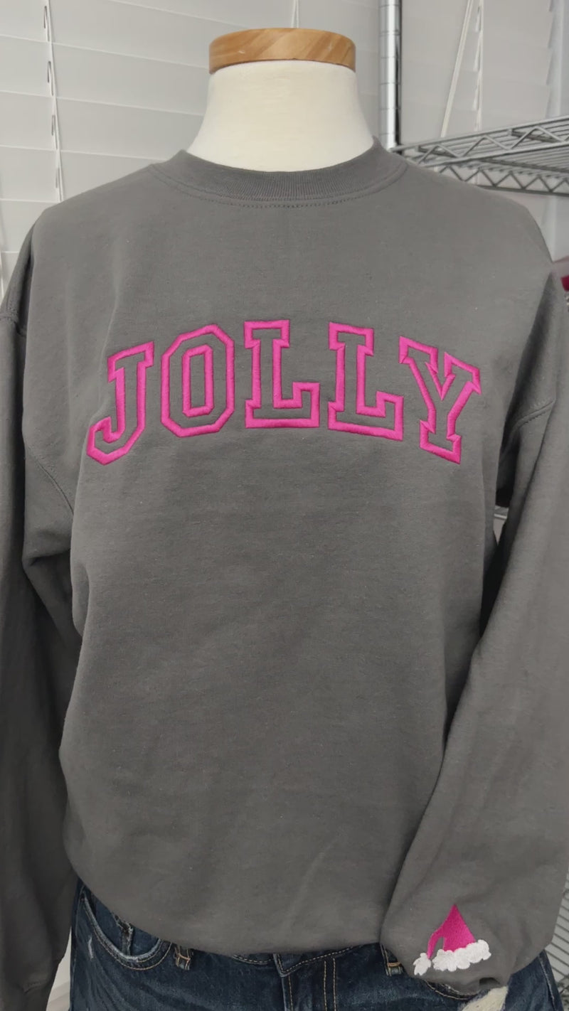 Jolly Embroidered Christmas Sweatshirt