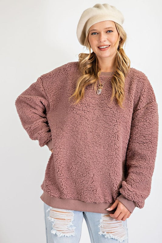 Chloe Dusty Mauve Sherpa Pullover