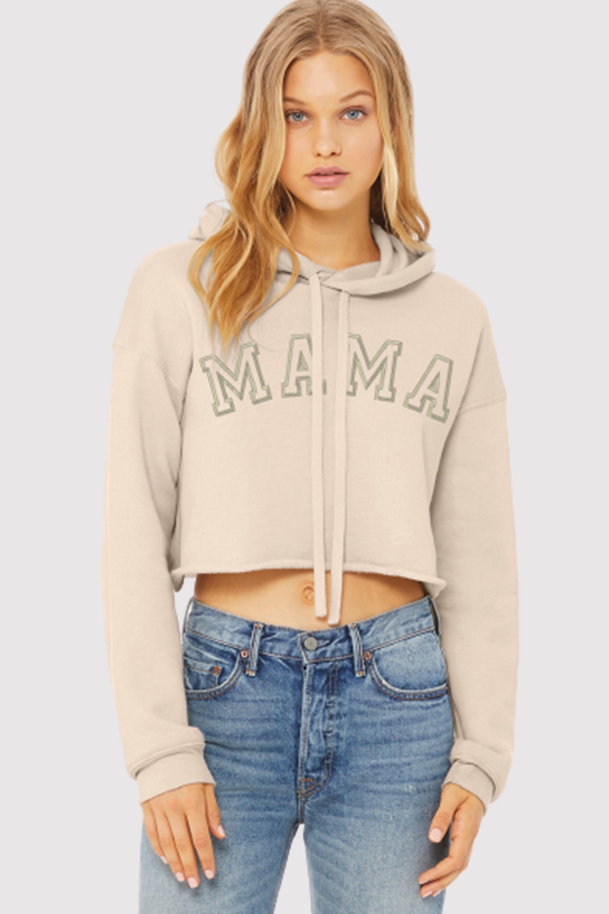 Mama Embroidered Custom Crop Hoodie