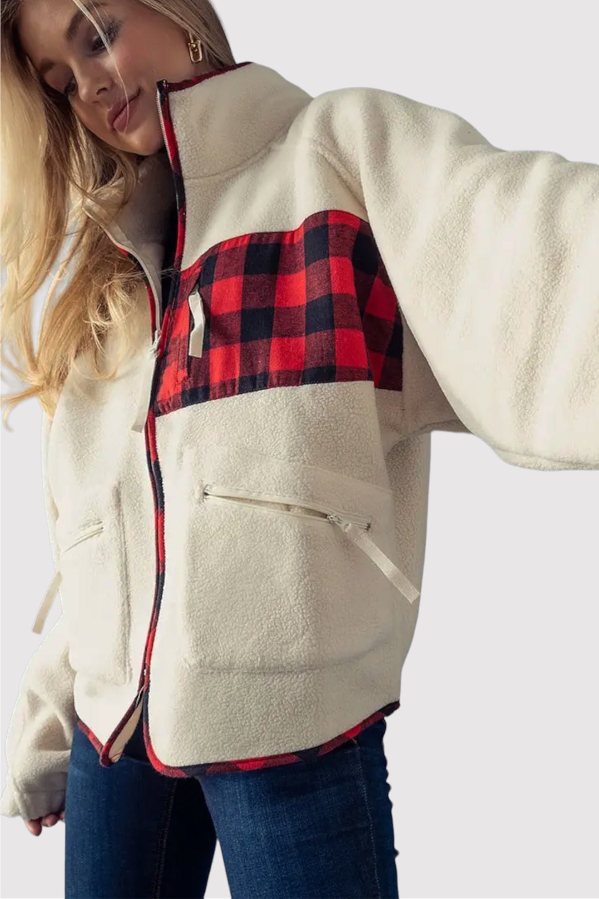 Women's buffalo plaid outlet fleece jacket