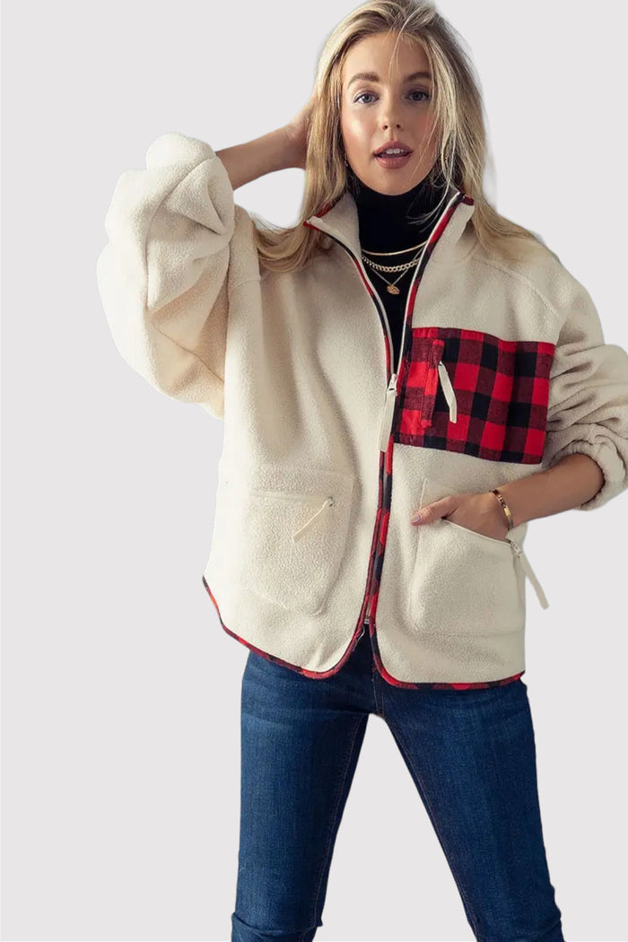 Buffalo Plaid Fleece Oversized Jacket