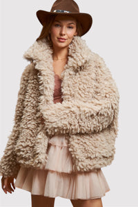 Lauren Latte Tan Fluffy Oversized Jacket