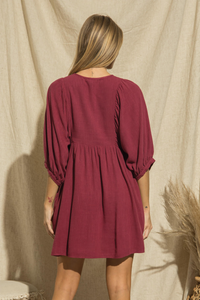 Mauren Linen Cranberry Mini Dress