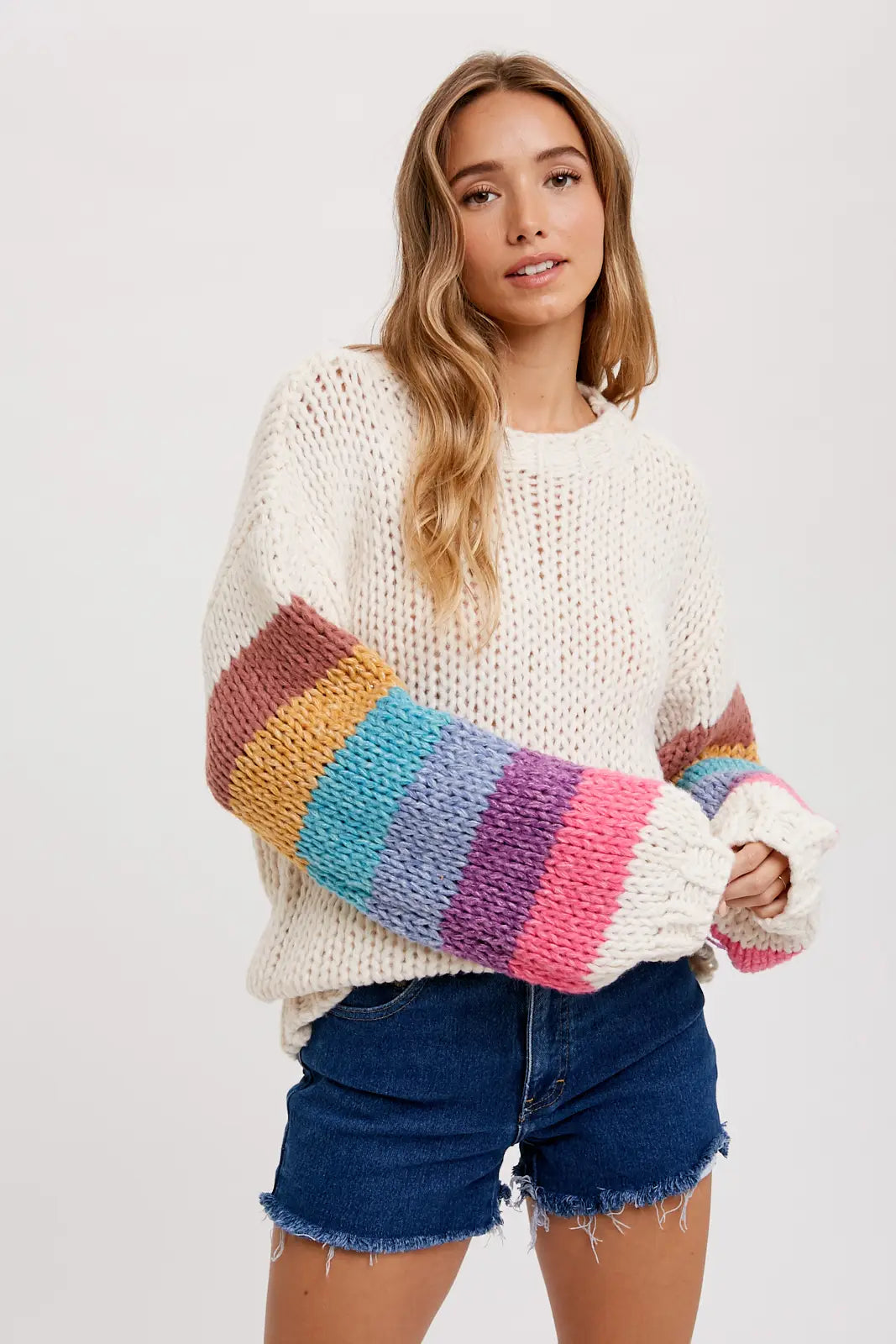 Rainbow Candy Sleeved Chunky Sweater