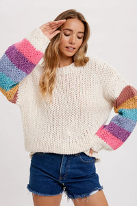 Rainbow Candy Sleeved Chunky Sweater